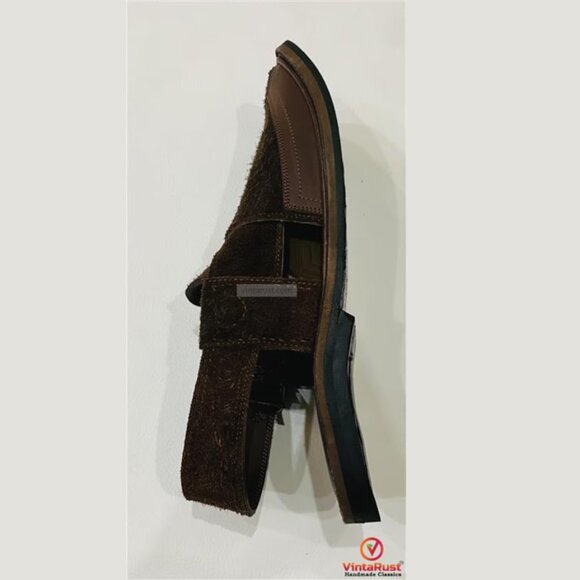 Classic Peshawari Sandals for Men, Stylish Dark Brown Suede Peshawari Chappals,